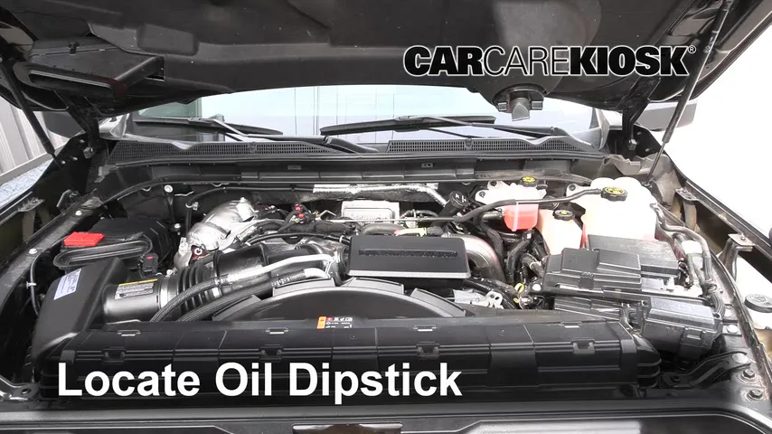 2021 GMC Sierra 2500 HD SLT 6.6L V8 Turbo Diesel Crew Cab Pickup Oil Check Oil Level
